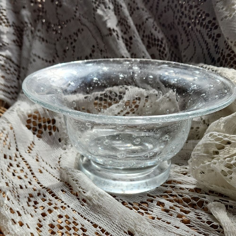Bubble Glass Art Glass Footed Bowl